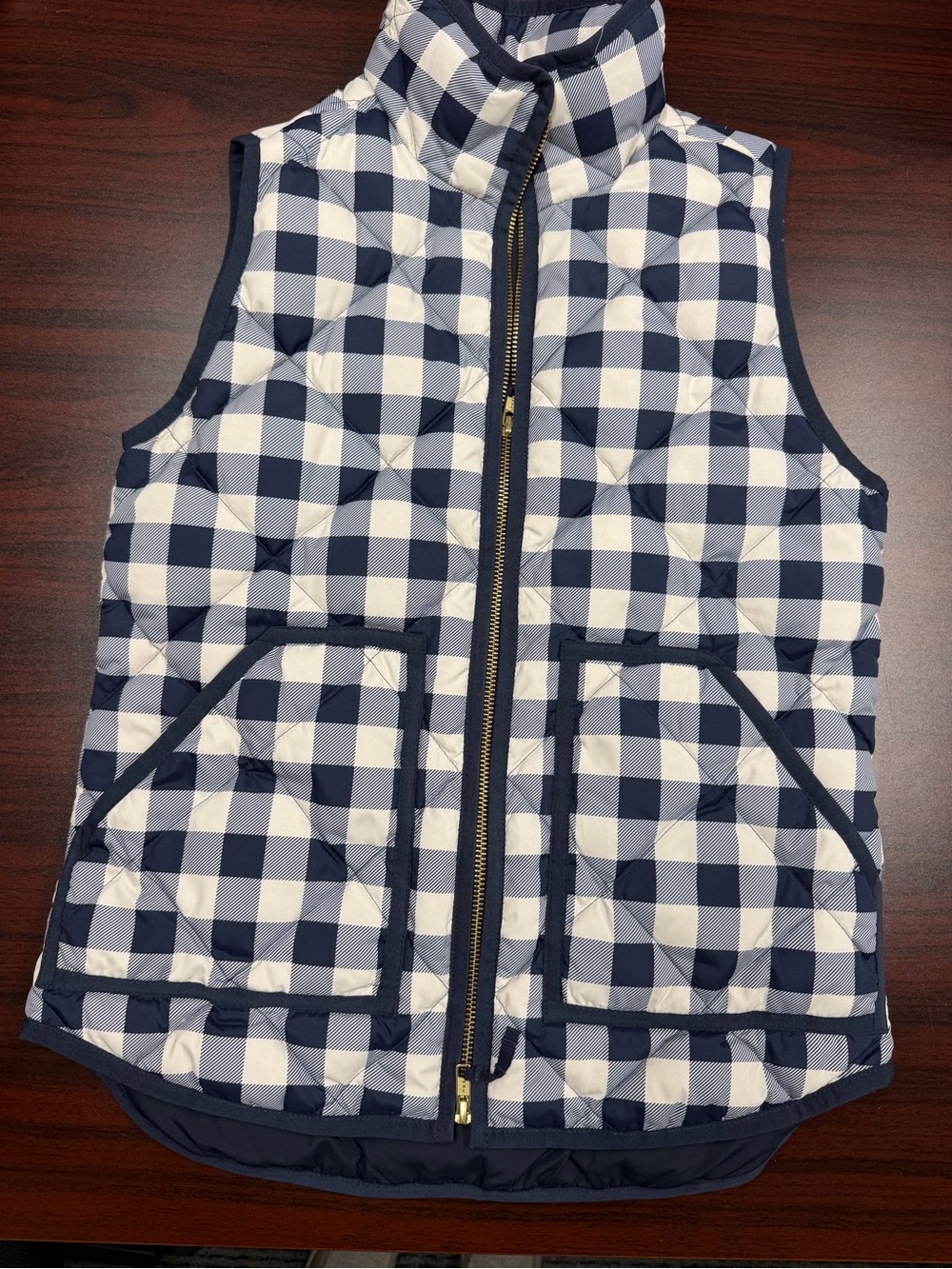 J. Crew Kids Quilted Check Puffer Vest - Navy & White